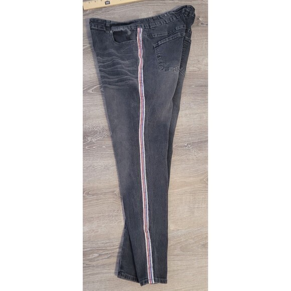 Denim & Rivets Women’s Black Striped Embellished Legs Denim Jeans‎ Size 24 - Picture 7 of 15